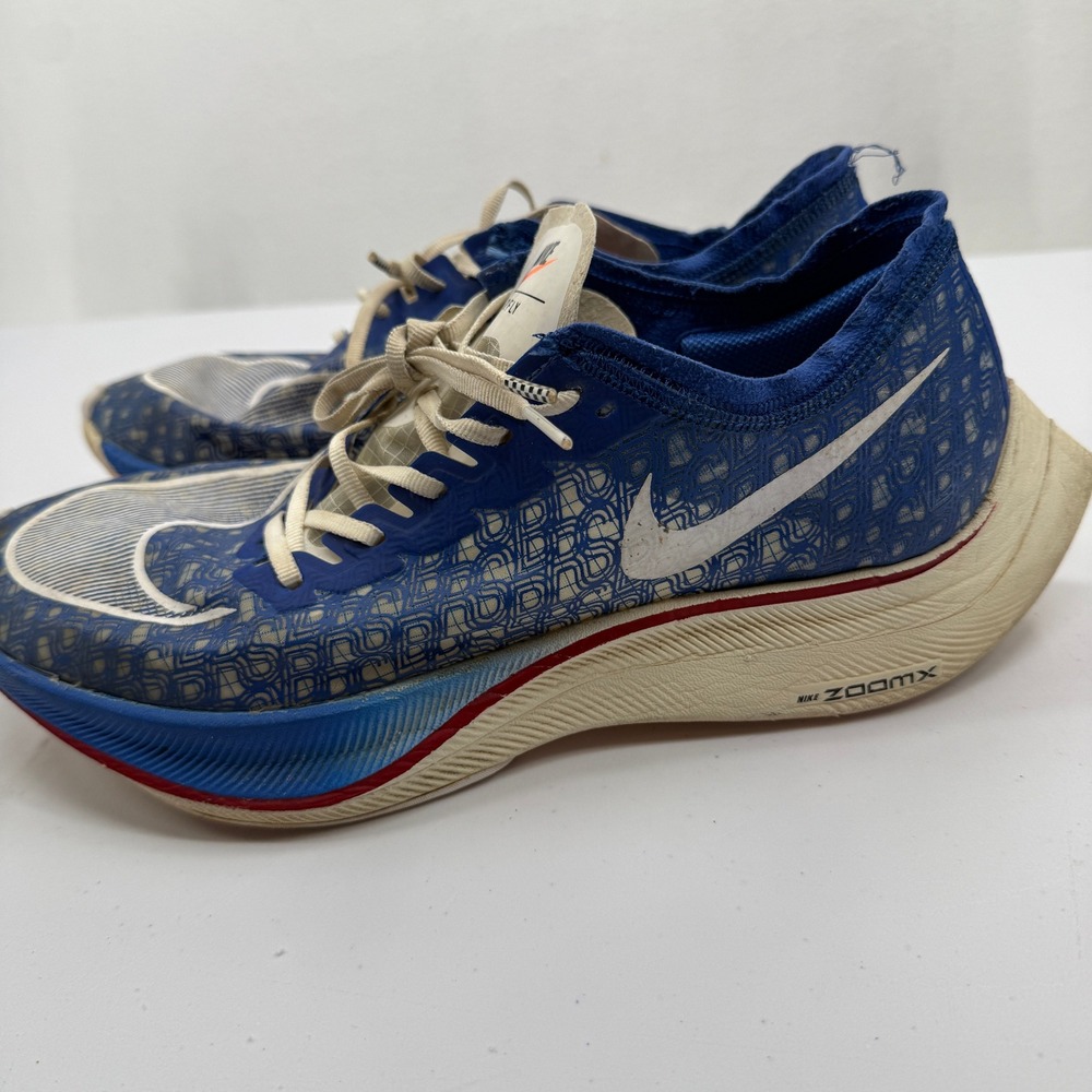 Nike ZoomX Vaporfly Next% Mens 10.5 Blue White‎ Red DD8337-400 Running Shoes